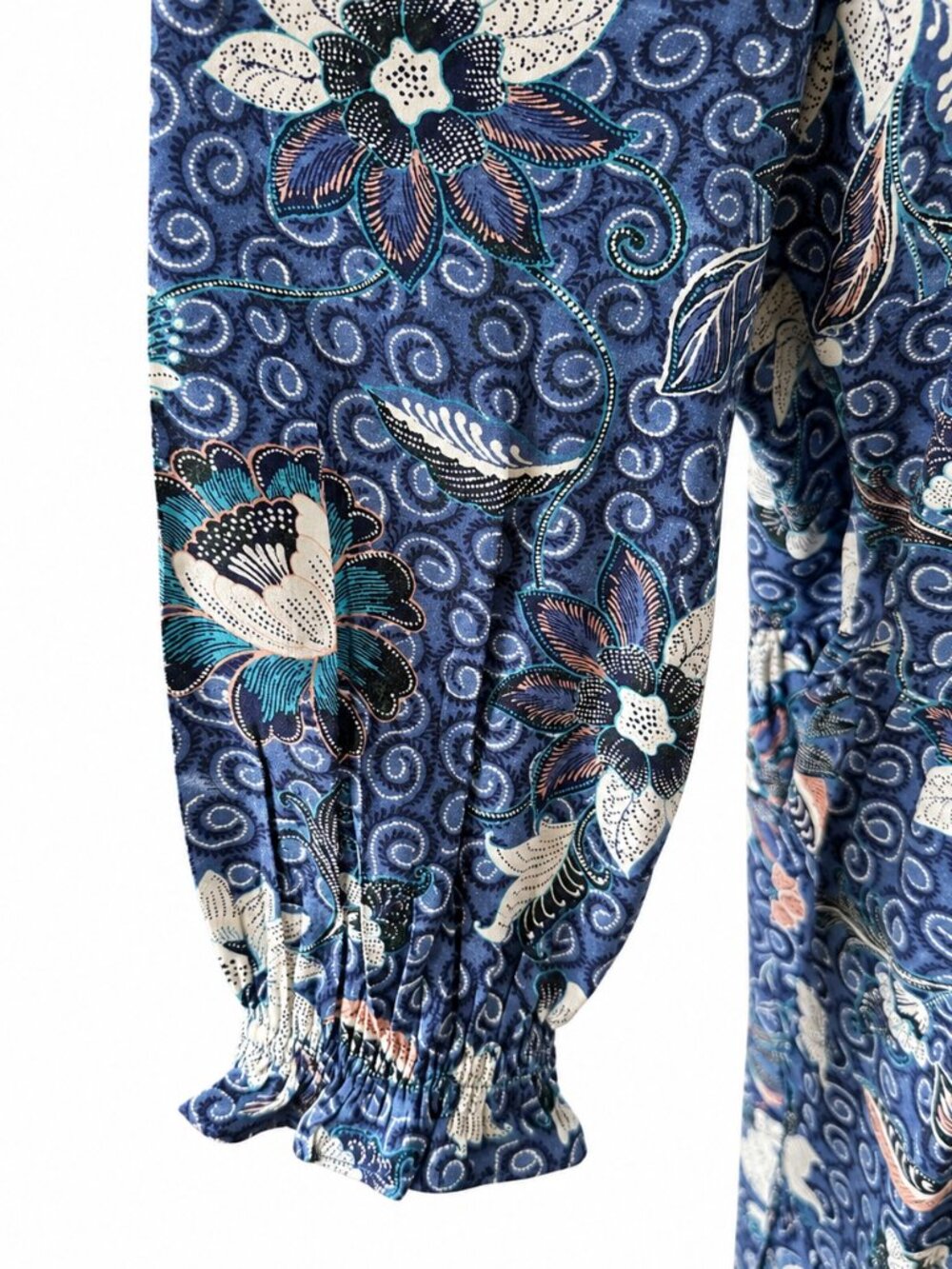 LOFT Blue Floral Long Sleeve Tiered Dress Size M - Picture 3 of 14